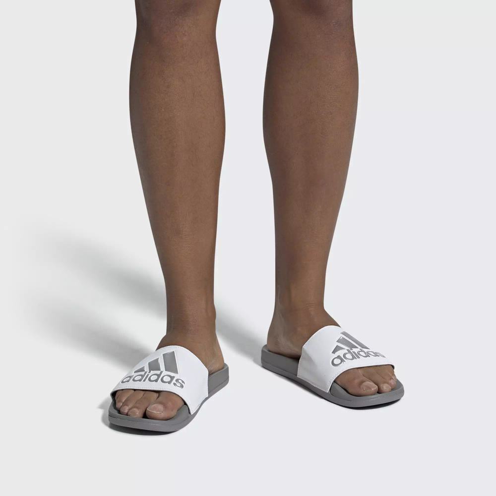 Adidas Adilette Cloudfoam Plus Logo Chanclas Blancos Para Hombre (MX-97087)